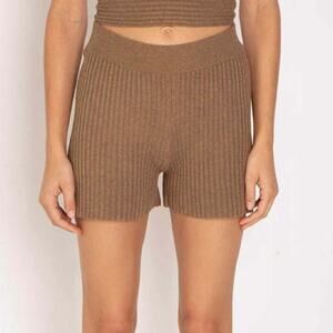 The Range Tan Brown Ribbed Blended Knit Shorts - Medium